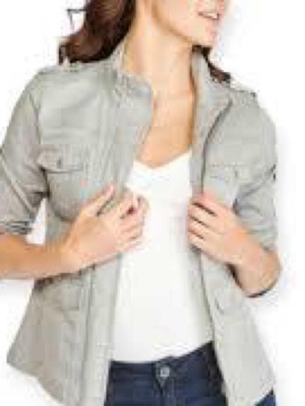 Light Blue Denim Utility Jacket with Front Pockets